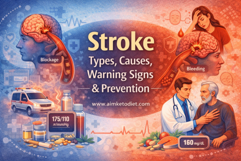Stroke Types, Causes, Warning Signs & Prevention – Complete Educational Guide Aimketodiet.com