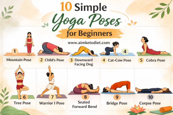 10 Simple Yoga Poses for Beginners Aimketodiet.com