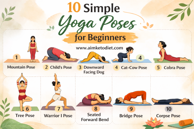 10 Simple Yoga Poses for Beginners Aimketodiet.com